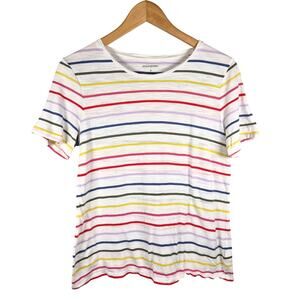 Banana Republic Womens Short Sleeve Round Neck Striped Rainbow T Shirt S Modal
